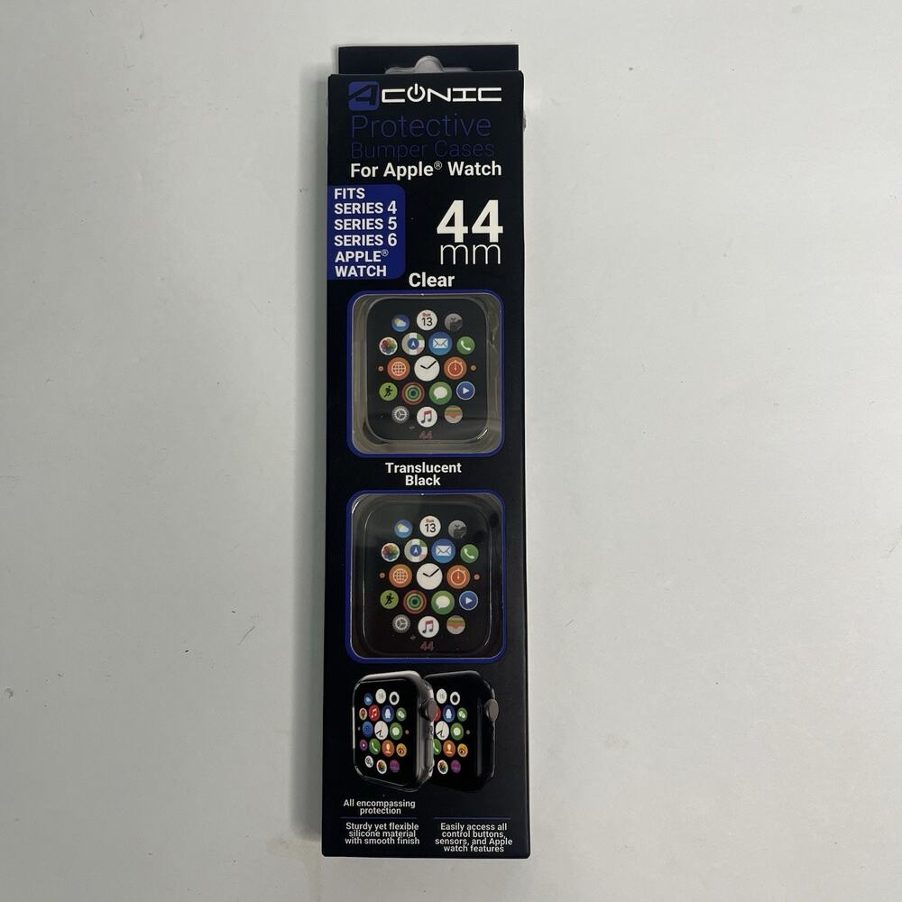 apple watch bumper cases series 4 5 6 translucent black clear 44mm in box